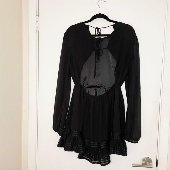 Lovers + Friends Allister Long Sleeve Mini Dress Black Sheer Revolve M - Picture 6 of 14